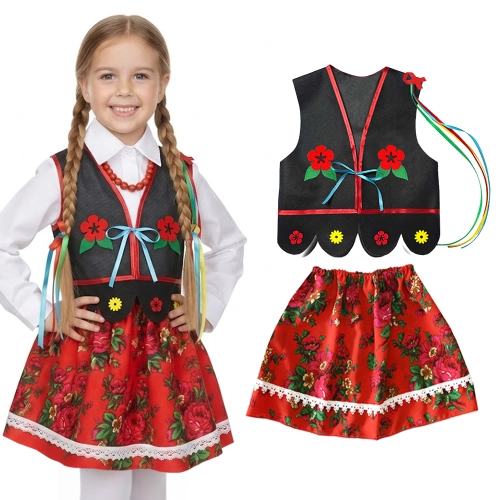 ZESTAW KRAKOWIANKA CZARNO-CZERWONY 146-158 2el