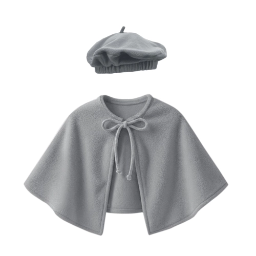 ZESTAW PELERYNA I BERET SZARY L/XL 2el