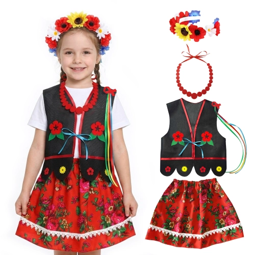 ZESTAW KRAKOWIANKA CZARNO-CZERWONY 146-158 4el