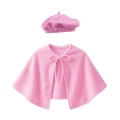 ZESTAW PELERYNA I BERET RÓŻOWY L/XL 2el