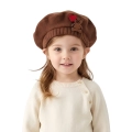 BERET MIŚ Z BALONIKIEM POLAR BRĄZOWY