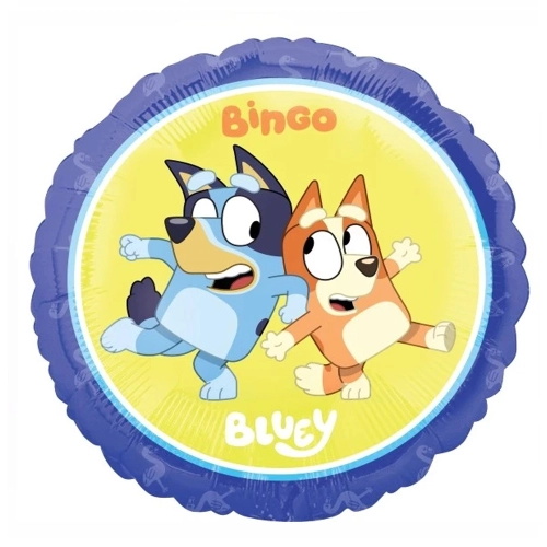 BALON ANAGRAM BLUEY I BINGO OKRĄGŁY ŻÓŁTO-NIEBIESKI 18'' 46cm