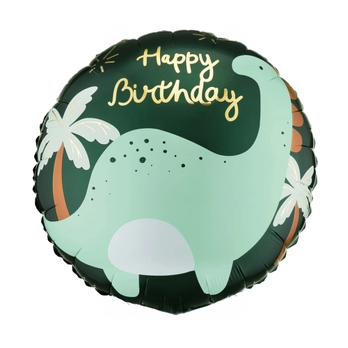 BALON PARTY DECO DINOZAUR HAPPY BIRTHDAY OKRĄGŁY C.ZIELONY 18'' 45cm