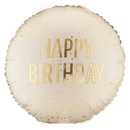 BALON PARTY DECO HAPPY BIRTHDAY GROSZKI BEŻOWY 18'' 45cm