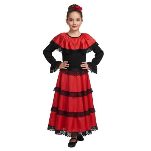 STRÓJ HISZPANKA CZERWONO-CZARNY 146-158