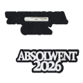 PRZYPINKA NAPIS ABSOLWENT 2026 FILCOWY CZARNO-BIAŁY 10x4cm