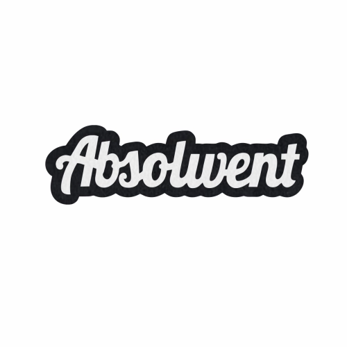 EMBLEMAT NAPIS ABSOLWENT FILCOWY CZARNO-BIAŁY 10x2cm