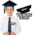 PRZYPINKA NAPIS WZOROWY UCZEŃ FILCOWY CZARNO-BIAŁY 10x4cm