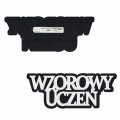 PRZYPINKA NAPIS WZOROWY UCZEŃ FILCOWY CZARNO-BIAŁY 10x4cm