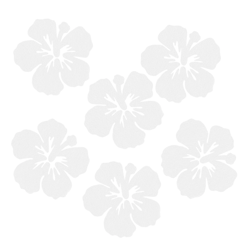 ZESTAW FRONTÓW KWIATEK HIBISKUS FILCOWE BIAŁY 6x5,5cm 6szt
