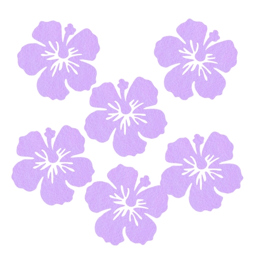 ZESTAW FRONTÓW KWIATEK HIBISKUS FILCOWE FIOLETOWE 6x5,5cm 6szt