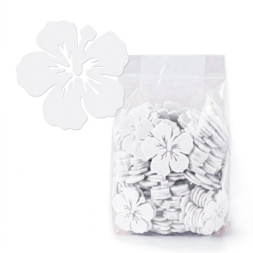 ZESTAW FRONTÓW KWIATEK HIBISKUS FILCOWE BIAŁY 6x5,5cm 96szt