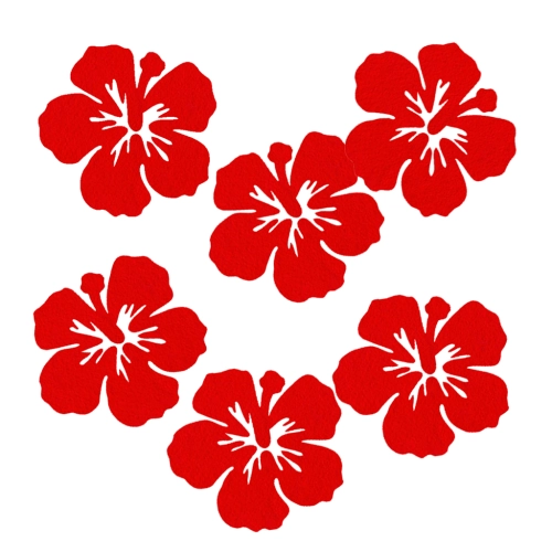 ZESTAW FRONTÓW KWIATEK HIBISKUS FILCOWE CZERWONE 6x5,5cm 6szt