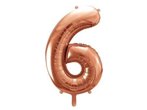 BALON CYFRA 6 RÓŻOWE ZŁOTO 34'' 86cm