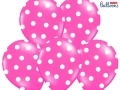 BALON RÓŻ KROPKI BIAŁE 30cm 1szt