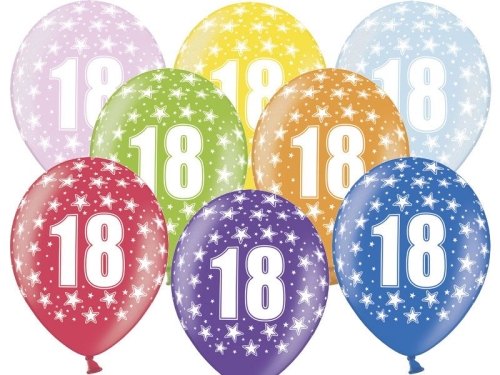 BALON 18th BIRTHDAY MIX 30cm 1szt
