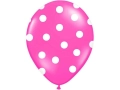 BALON RÓŻ KROPKI BIAŁE 30cm 1szt