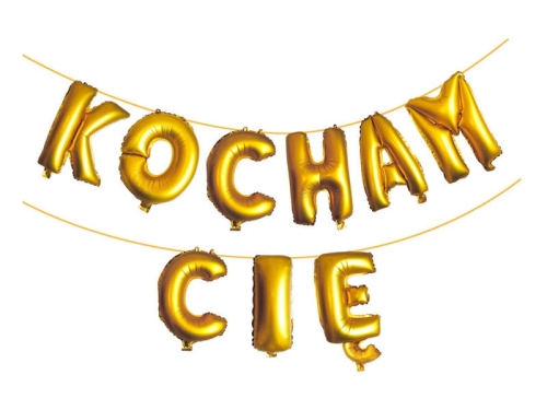 BALON NAPIS KOCHAM CIĘ ZŁOTY 16'' 41cm