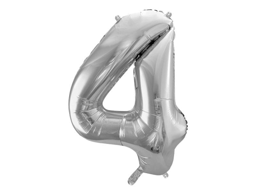 BALON DECO CYFRA 4 SREBRNY 34'' 86cm