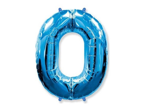 BALON FLEXMETAL CYFRA 0 NIEBIESKI 34'' 86cm