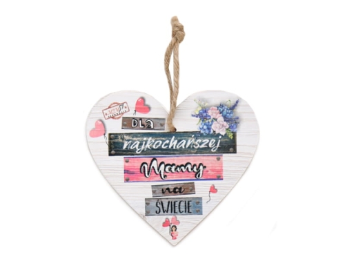 TABLICZKA DO ZAWIESZENIA SERCE DLA MAMY 12x13cm