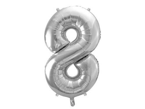 BALON CYFRA 8 SREBRNY 34'' 86cm